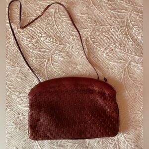 Vintage Etienne Aigner Oxblood Red Leather Woven Shoulder Bag